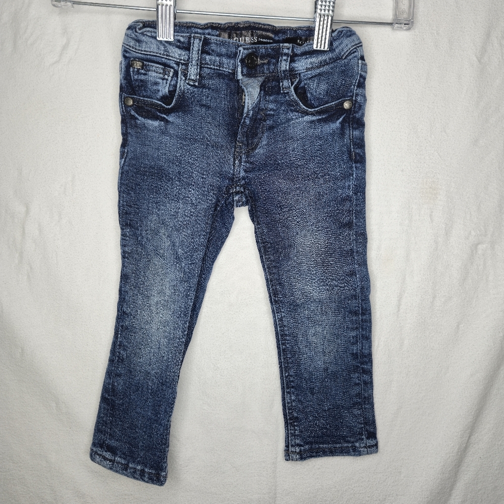 Guess Kids Denim Blue Jeans With Elastic Waist Adjustment Size 2 - Picture 1 of 6